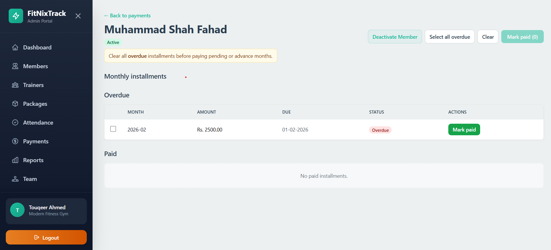 Payments screenshot